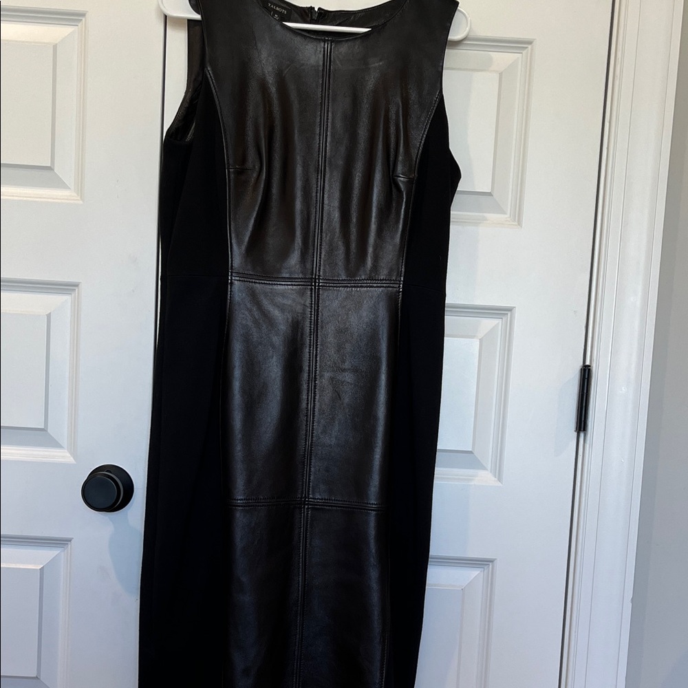 Talbots Black Leather Panel dress